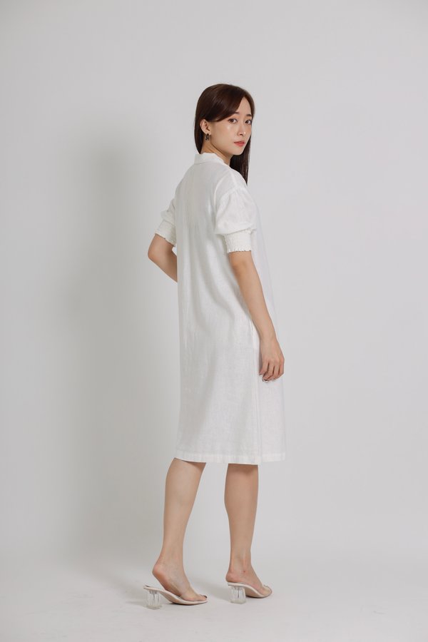 Elvira Linen Shirt Dress - Ivory