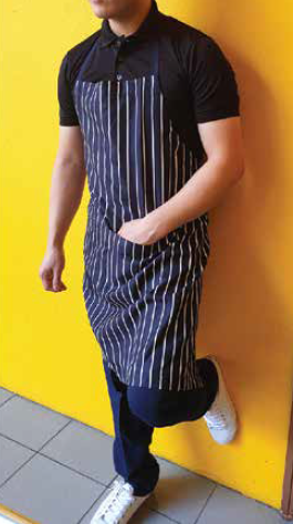 Full Apron in Printed Navy and White Strip (FHG-18721)