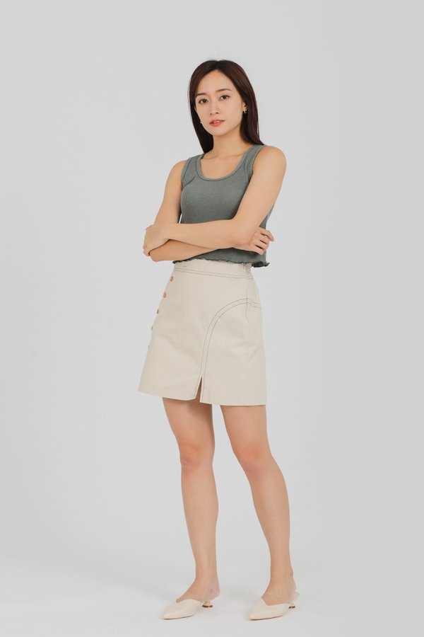 Ava Button Skirt - Cream 