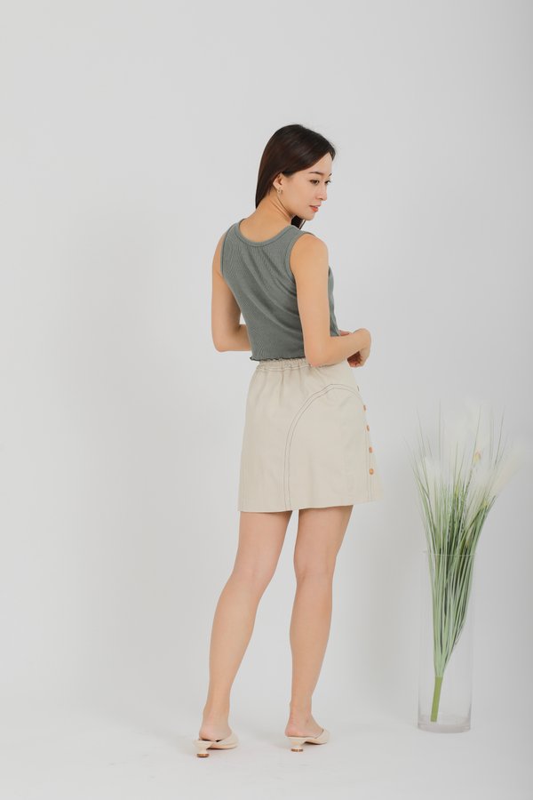 Ava Button Skirt - Cream 