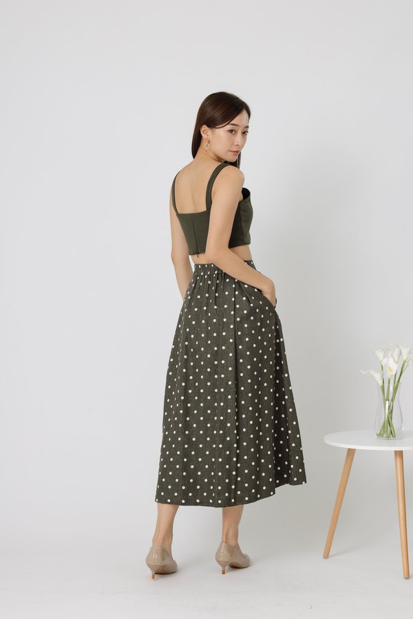 Beatriz Printed Flare Skirt - Army Green