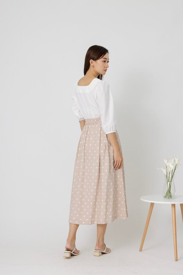 Beatriz Printed Flare Skirt - Beige