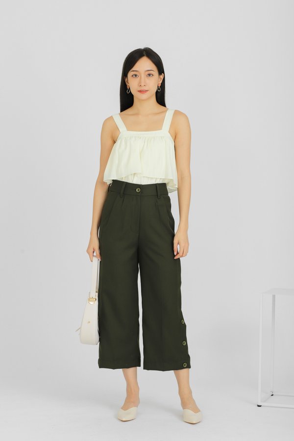 Ronda Buttoned Pant - Army Green