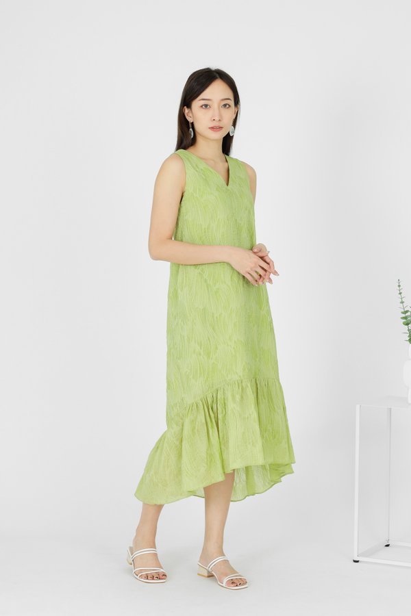 Moriah Ruffles Shift Dress - Green