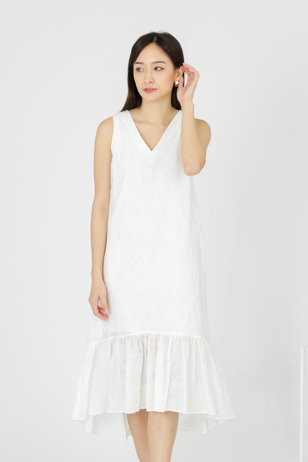 Moriah Ruffles Shift Dress - White