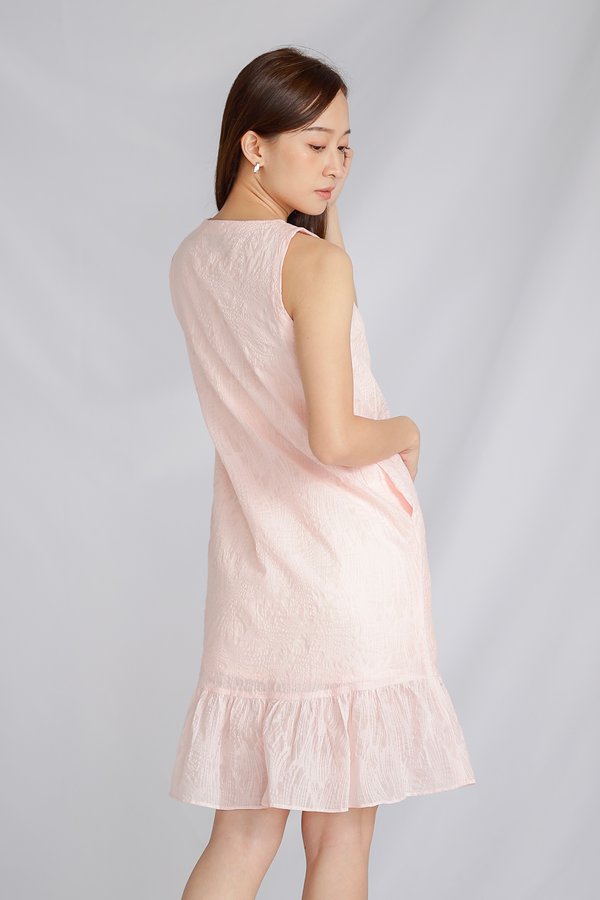 Eliza V Neck Ruffle Dress - Pink