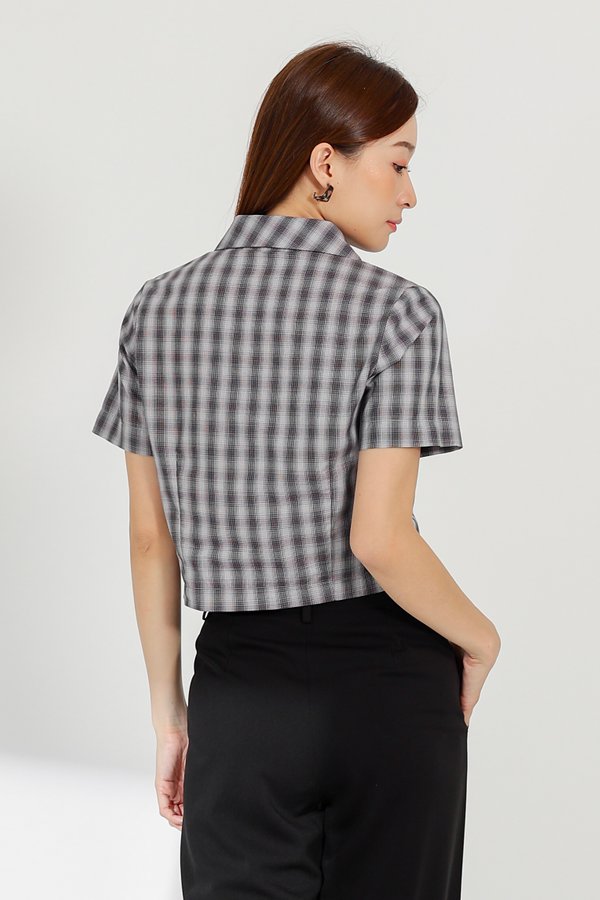 Paige Notched Collar Shirt - Gingham